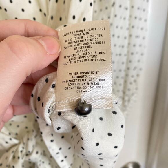 ANTHROPOLOGIE Maeve Lucy Polka Dot Blouse Cream Black Plus Size 16 - Picture 9 of 9